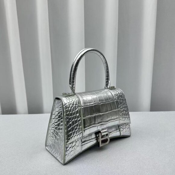 Balenciaga HOURGLASS SMALL CROCODILE EMBOSSED Crossbody Clutch Bag Purse - Picture 1 of 9